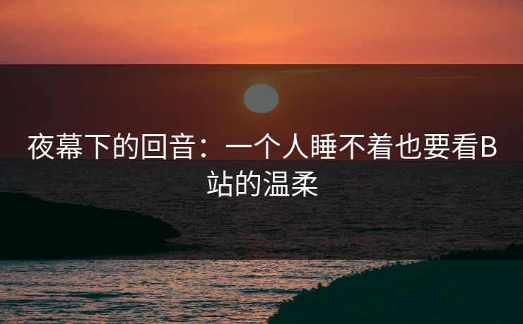 夜幕下的回音:一个人睡不着也要看B站的温柔