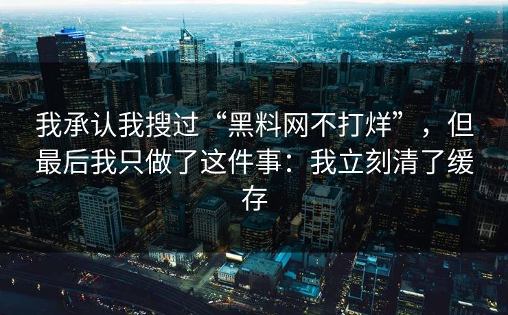 我承认我搜过“黑料网不打烊”，但最后我只做了这件事：我立刻清了缓存